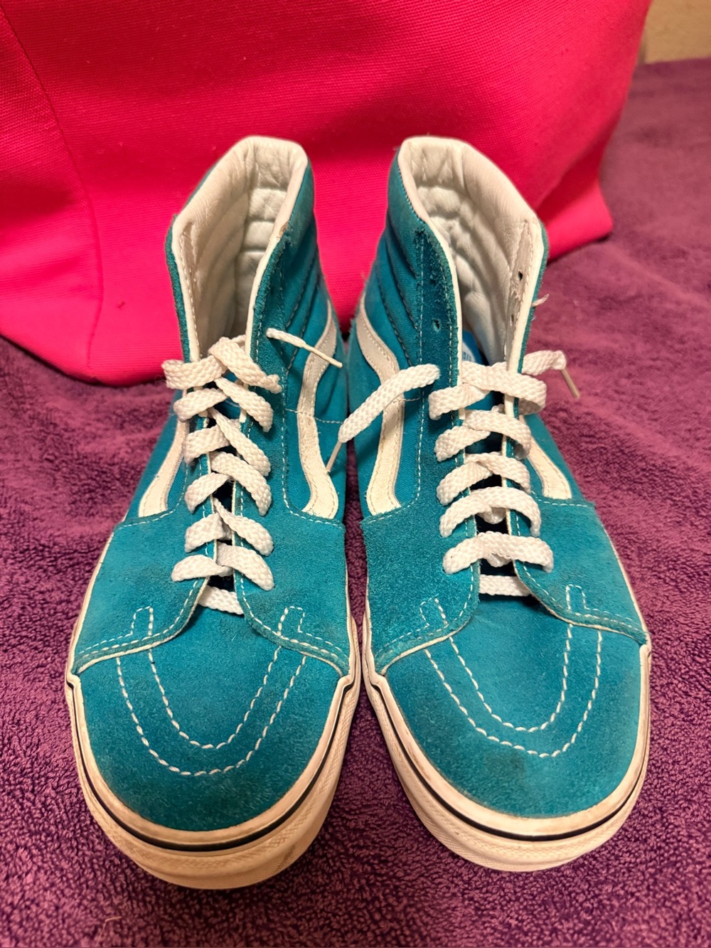 Vans Teal Suede Low-Top Skate Shoe with White Details